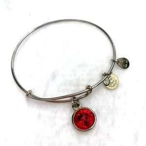 Alex and Ani Light Siam July Birthstone Charm Bracelet - Silver 2"- 3.5"
